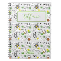 Notebook de gatos esportivos de Kawaii bonito