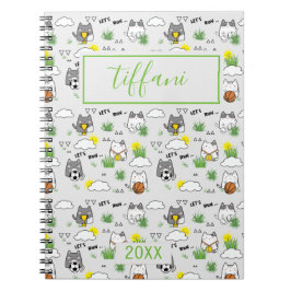 Caderno Espiral Notebook de gatos esportivos de Kawaii bonito