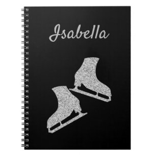 Caderno Espiral Notebook de gelo com brilho skate prata