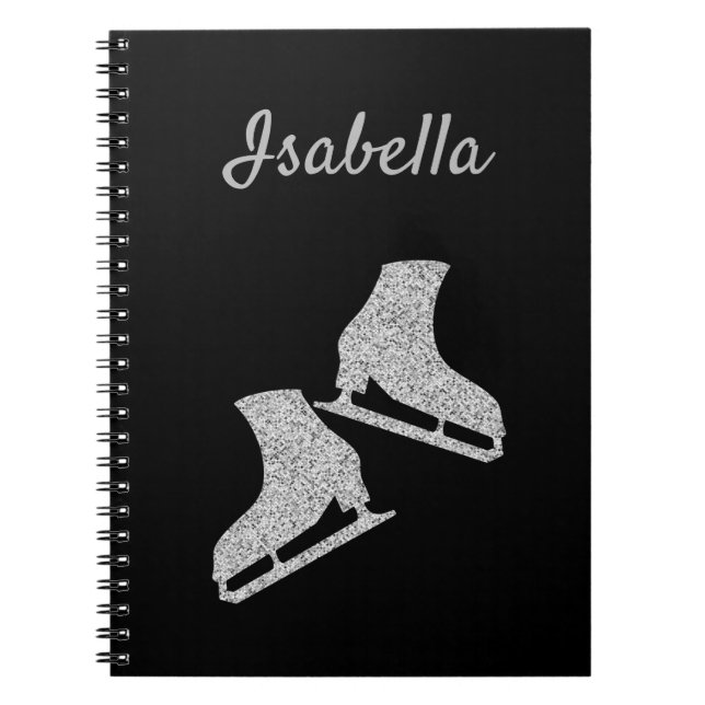 Caderno Espiral Notebook de gelo com brilho skate prata (Frente)