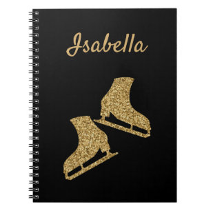 Caderno Espiral Notebook de gelo skate dourado