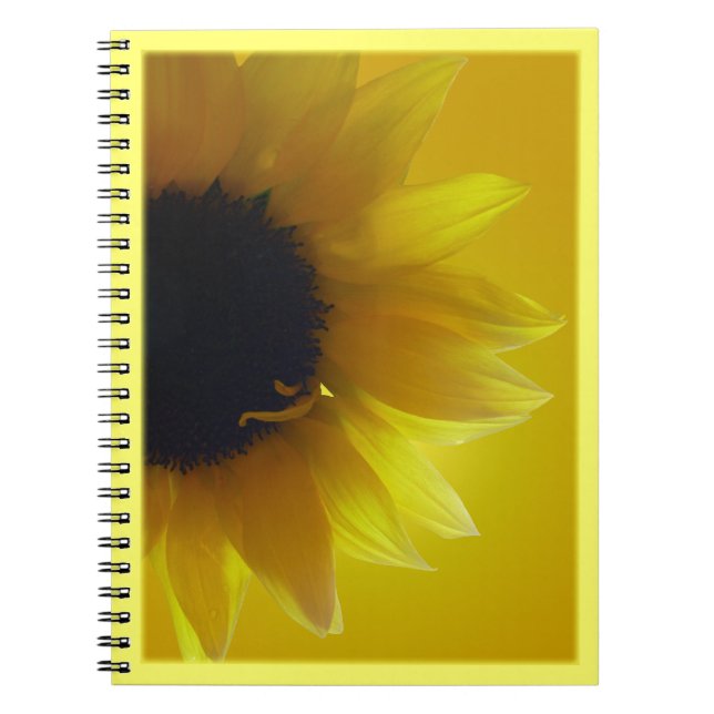 Caderno Espiral Notebook de girassol Diário amarelo de flores (Frente)