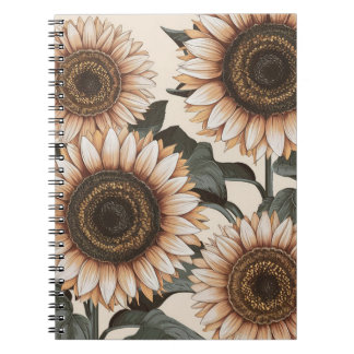 Caderno Espiral Notebook de girassol estético