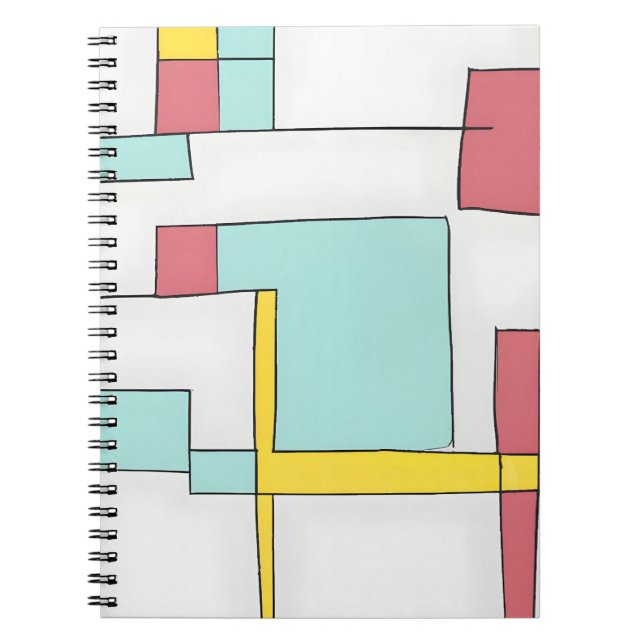 Caderno Espiral Notebook de Grade Geométrica de Cor Principal Retr (Frente)
