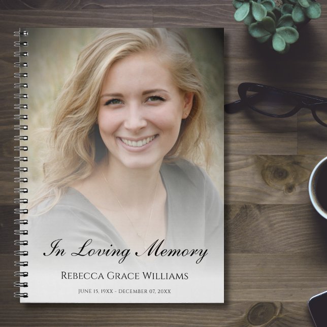Caderno Espiral Notebook de Guest Memorial ou Funeral (Custom Photo Memorial Book)
