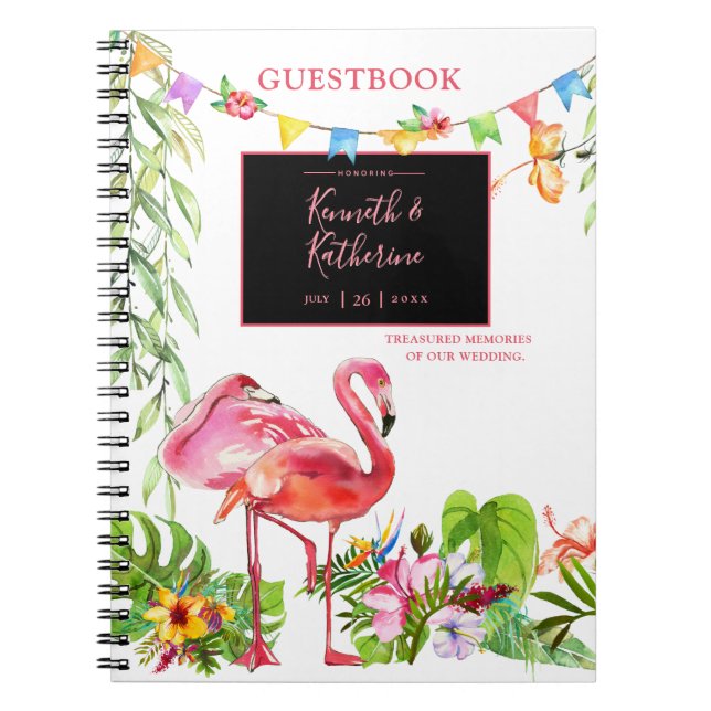 Caderno Espiral Notebook de Guestbook Flamingo Tropical (Frente)