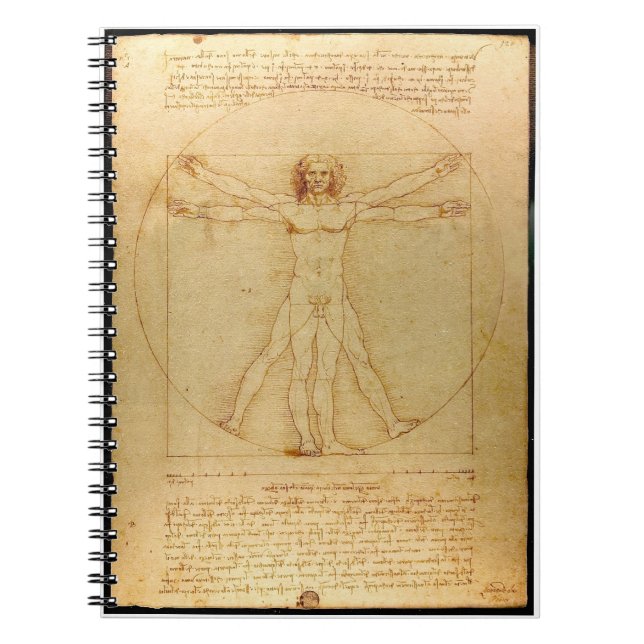 Caderno Espiral Notebook de homem vitruviano da Da Vinci (Frente)