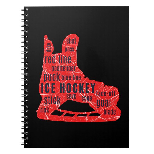 Caderno Espiral Notebook de hóquei no gelo (skate vermelho com pal (Frente)