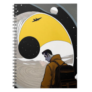Caderno Espiral Notebook de ilustração de viagem cósmica