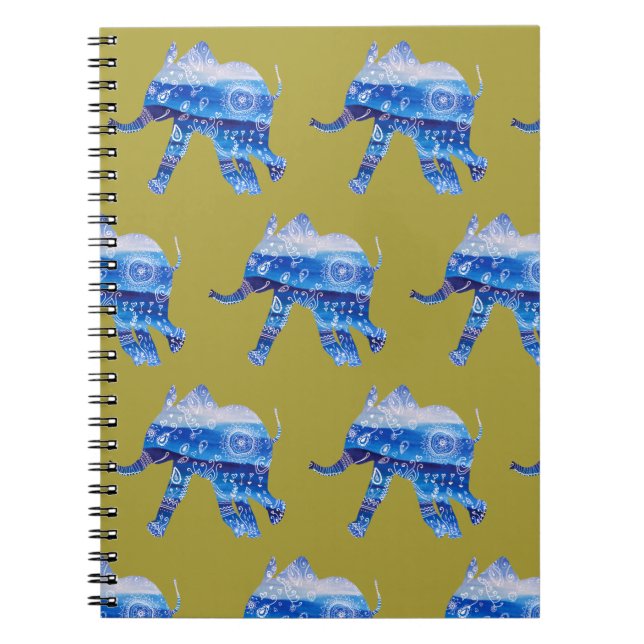 Caderno Espiral Notebook de Ilustração do Elefante do bebê Mandala (Frente)