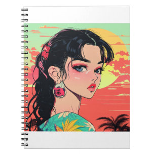 Caderno Espiral Notebook de Ilustração Rapariga do Estilo de Anima
