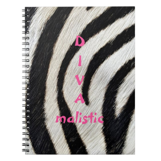 Caderno Espiral Notebook de impressão Zebra DIVAmalístico (Frente)