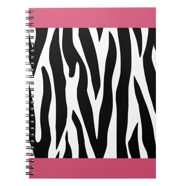 Caderno Espiral Notebook de impressão zebra rosa (Frente)