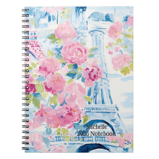 Caderno Espiral Notebook de jardim parisiense personalizado (Frente)