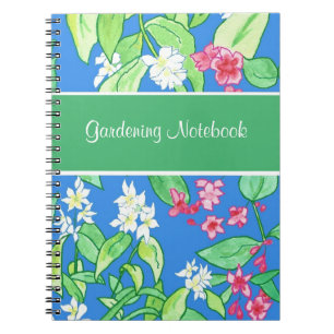 Caderno Espiral Notebook de jardinagem personalizável, cor-de-rosa
