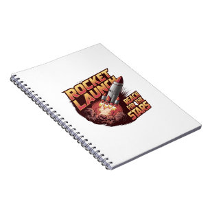 Caderno Espiral Notebook de lançamento de foguetes vívido e preto
