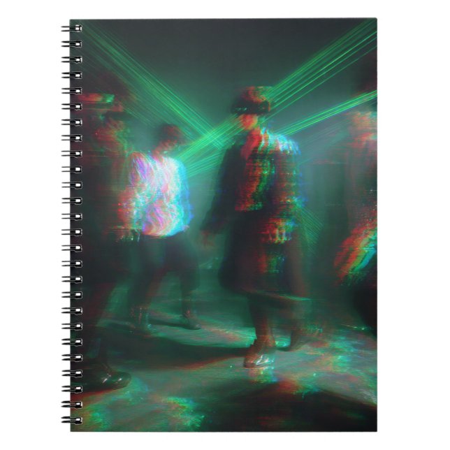Caderno Espiral Notebook de Laser Dance Party Glitchcore (Frente)