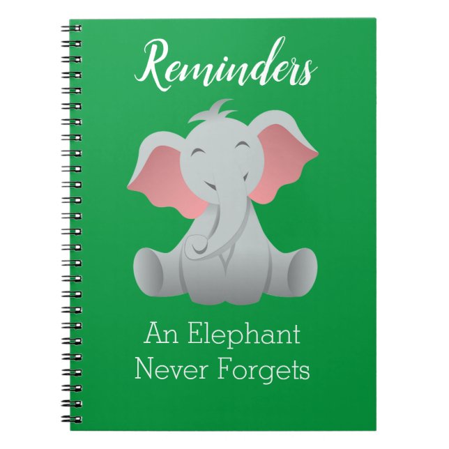 Caderno Espiral Notebook de Lembrete de Citação de Elefante para B (Frente)