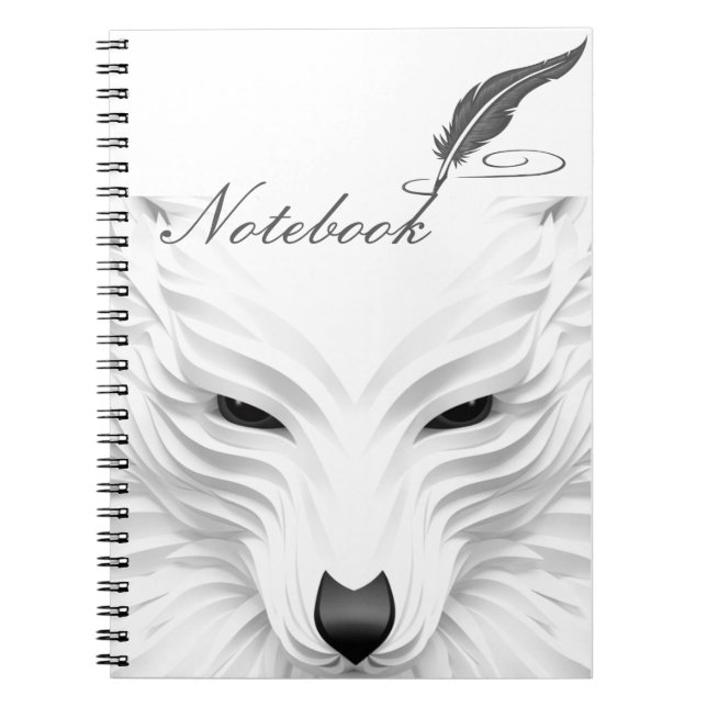Caderno Espiral notebook de lobo branco (Frente)