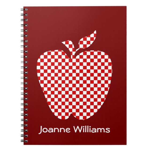 Caderno Espiral Notebook de maçã vermelho controlado pelo professo (Frente)