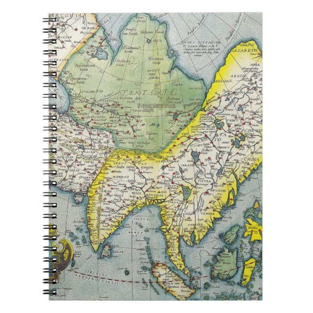 Caderno Espiral Notebook de mapa antigo da Ásia Oriental (Frente)