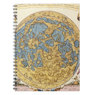Caderno Espiral Notebook de Mapa de Cratera Lunar Antiquado