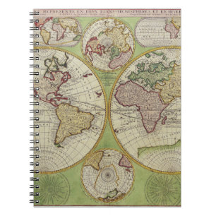 Caderno Espiral Notebook de mapeamento de hemisférios do planeta P