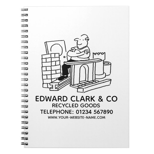 Caderno Espiral Notebook de Mercadorias reciclados (Frente)