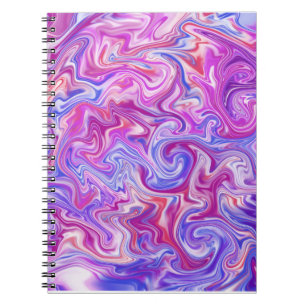 Caderno Espiral Notebook de metal líquido, rosa e roxo