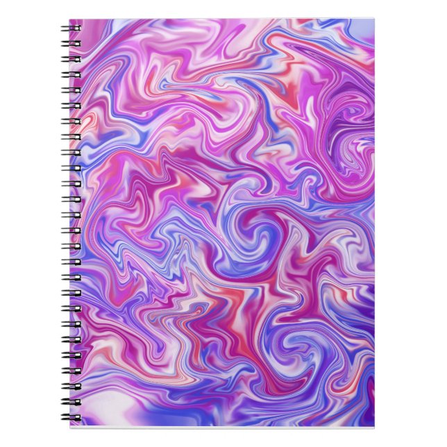Caderno Espiral Notebook de metal líquido, rosa e roxo (Frente)
