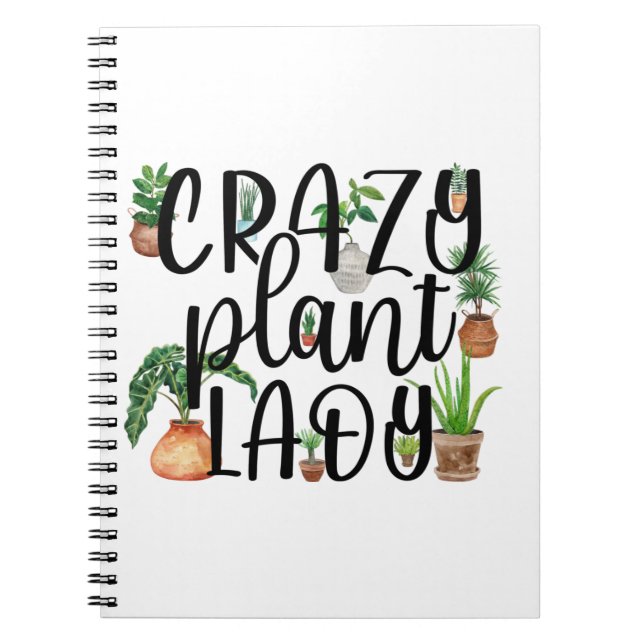 Caderno Espiral Notebook de moça de planta louca com plantas plant (Frente)
