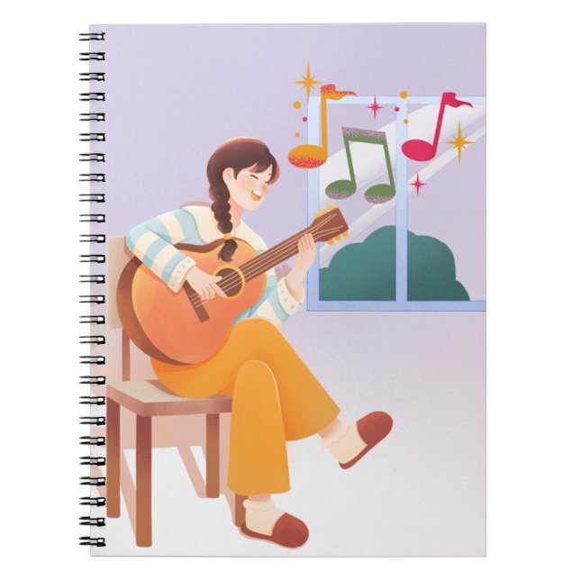 Caderno Espiral Notebook de Momentos Musicais - Garota Bonita, Vio (Frente)