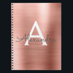 Caderno Espiral Notebook de monograma metálico metálico rosa Gold<br><div class="desc">Cor-de-rosa-claro - Rosa Dourado Faux Bruted Metal Metalílico De Folha Elegante Monograma de Notebook para Escola ou Trabalho. O caderno é perfeito para voltar para a escola ou para um planejador de casamento ou chá de panela.</div>