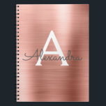 Caderno Espiral Notebook de monograma metálico metálico rosa Gold<br><div class="desc">Cor-de-rosa-claro - Rosa Dourado Faux Bruted Metal Metalílico De Folha Elegante Monograma de Notebook para Escola ou Trabalho. O caderno é perfeito para voltar para a escola ou para um planejador de casamento ou chá de panela.</div>
