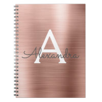 Notebook de monograma metálico metálico rosa Gold