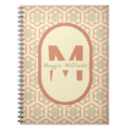 Caderno Espiral Notebook de Monograma Moderno Personalizado