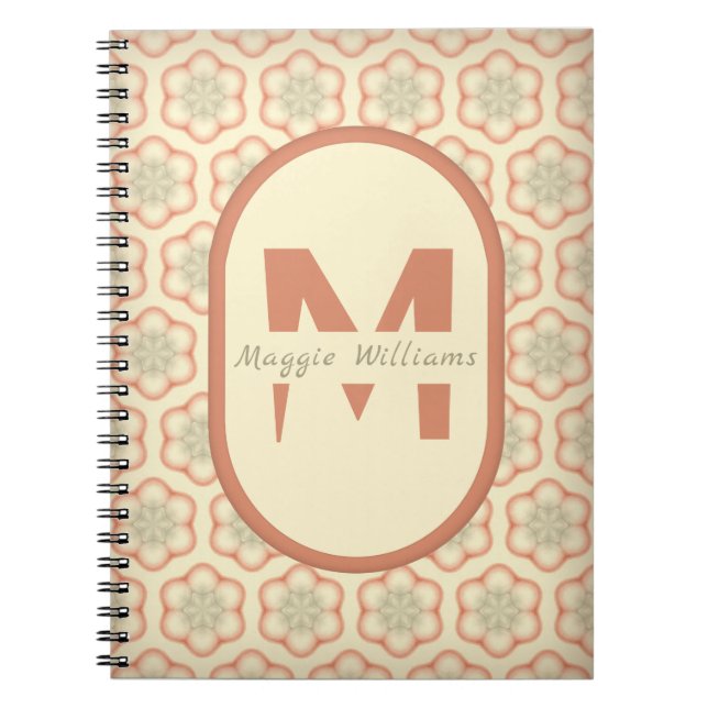 Caderno Espiral Notebook de Monograma Moderno Personalizado (Frente)