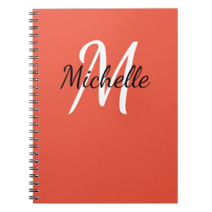 Caderno Espiral Notebook de Monograma Personalizado Laranja e Bran
