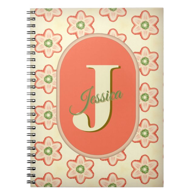 Caderno Espiral Notebook de Monograma Personalizado Retroativo Mod (Frente)