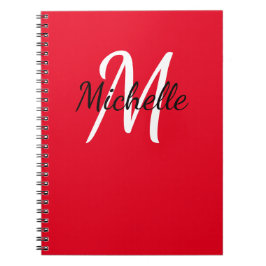 Caderno Espiral Notebook de Monograma Personalizado Vermelho e Bra