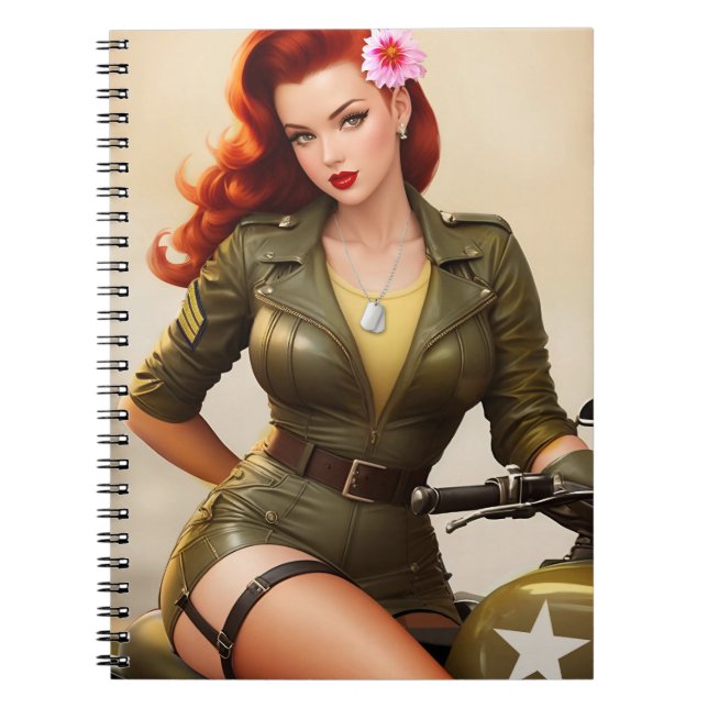 Caderno Espiral Notebook de motocicleta militar Vintage (Frente)