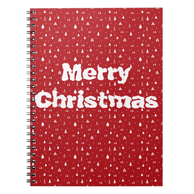 Caderno Espiral Notebook de Natal em Árvores e Flocos de Neve (Frente)