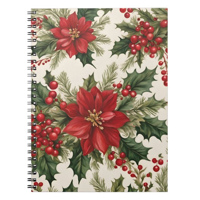 Caderno Espiral Notebook de Natal Holly & Berries (Frente)