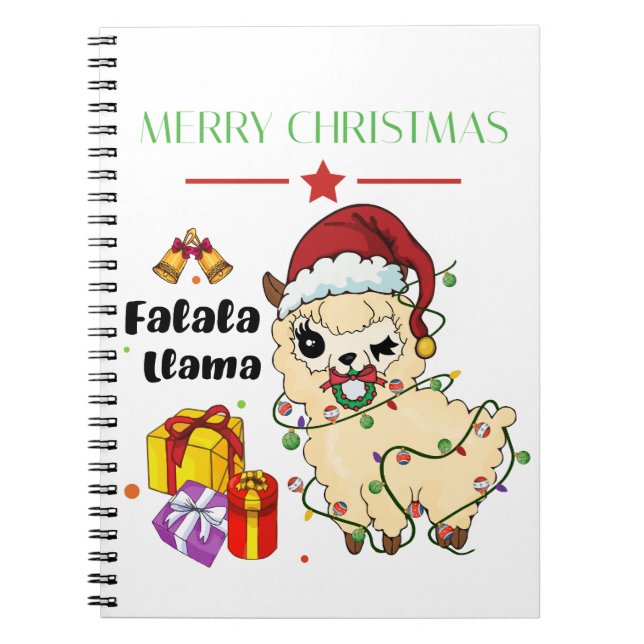 Caderno Espiral Notebook de Natal Llama (Frente)