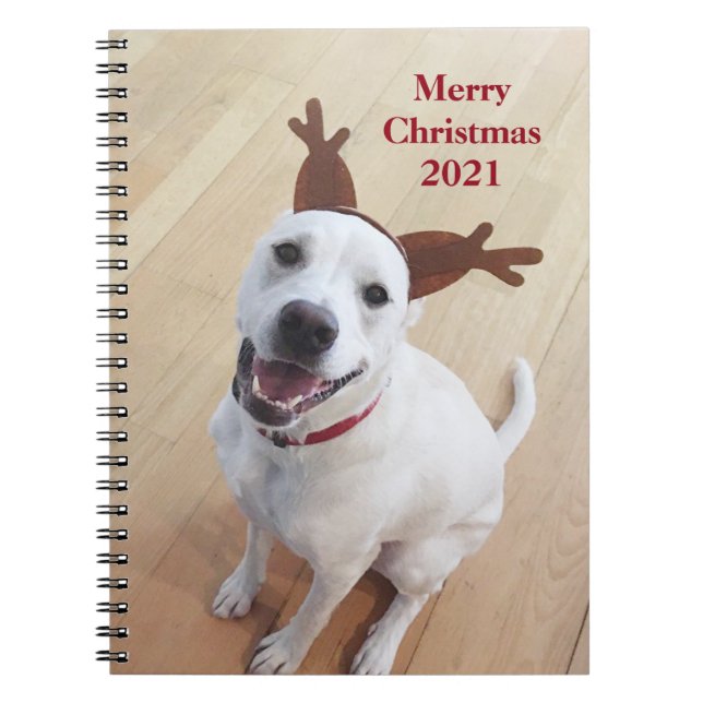 Caderno Espiral Notebook de Natal para Cães Brancos e Bonitos Sorr (Frente)