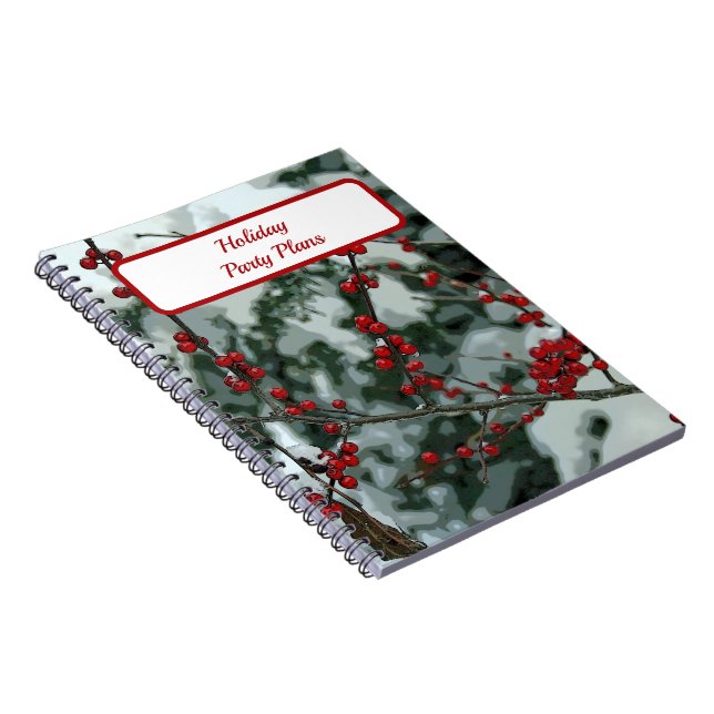 Caderno Espiral Notebook de Natal Red Winter Berries (Lado Direito)