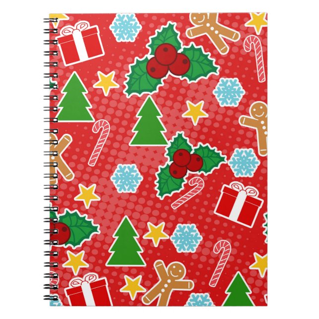 Caderno Espiral Notebook de Natal Vermelho e Bonito (Frente)