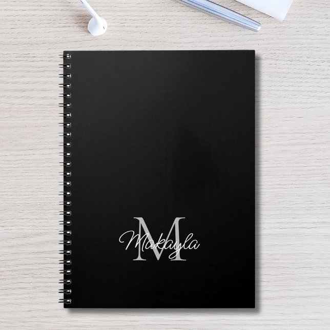 Caderno Espiral Notebook de Nome do Monograma Personalizado Modern (Criador carregado)
