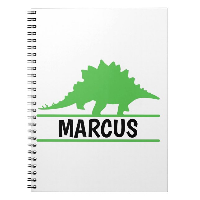 Caderno Espiral Notebook de nome personalizado do dinossauro (Frente)