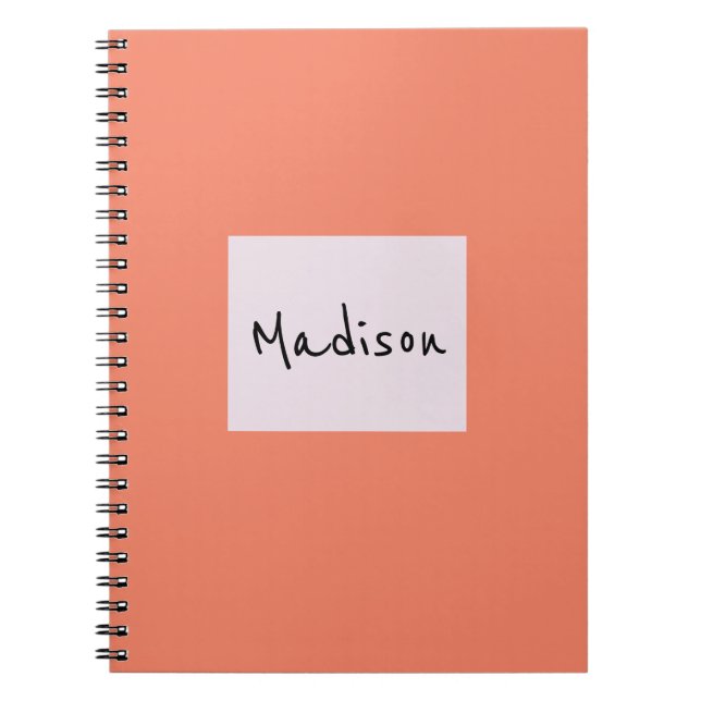 Caderno Espiral Notebook de nome personalizado simples e elegante (Frente)